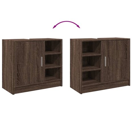 Wastafelkast 63x29x55 cm bewerkt hout bruin eikenkleurigig 8