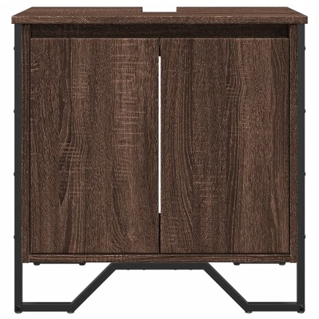 Wastafelkast 60x35x60 cm bewerkt hout bruin eikenkleurig 4