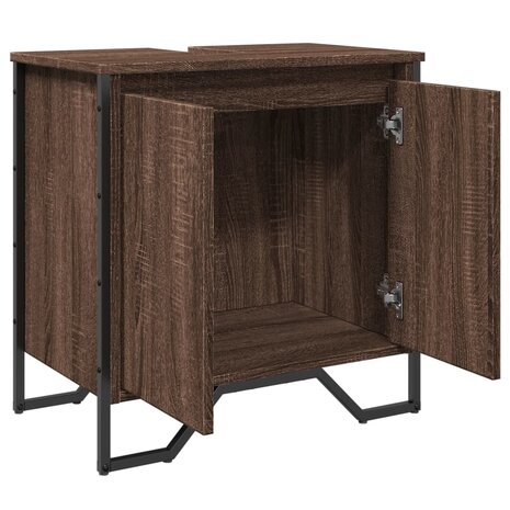 Wastafelkast 60x35x60 cm bewerkt hout bruin eikenkleurig 8