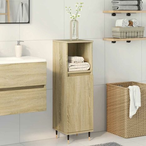 Badkamerkast 30x30x100 cm bewerkt hout sonoma eikenkleurig 3