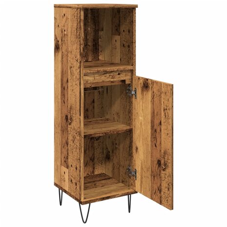 Badkamerkast 30x30x100 cm bewerkt hout oud houtkleurig 7