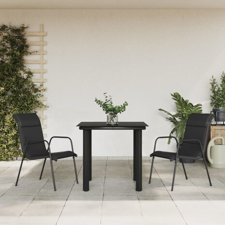3-delige Tuinset textileen en staal zwart 1