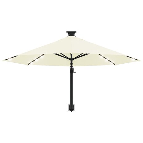Wandparasol met LED&apos;s 300 cm zandkleurig 4