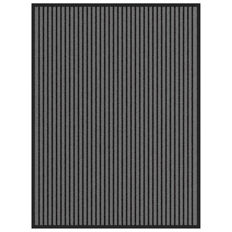 Deurmat 90x120 cm gestreept zwart en grijs 1