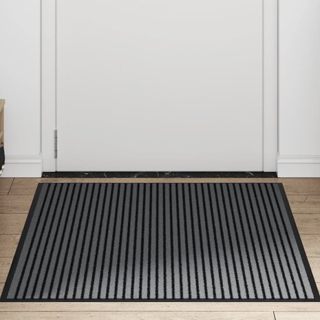 Deurmat 90x120 cm gestreept zwart en grijs 3