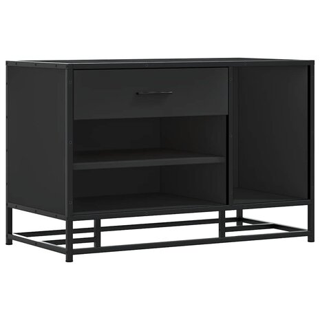 Schoenenbank 80x40x53,5 cm bewerkt hout en metaal zwart 2