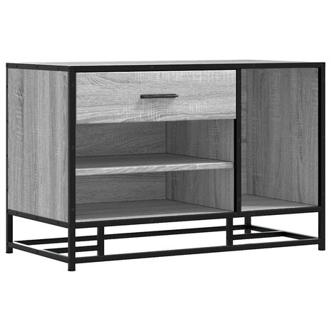 Schoenenbank 80x40x53,5 cm bewerkt hout en metaal grijs sonoma 2