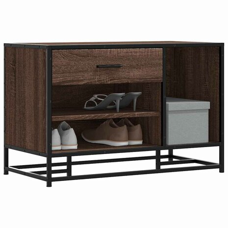 Schoenenbank 80x40x53,5 cm bewerkt hout en metaal bruin eiken 1
