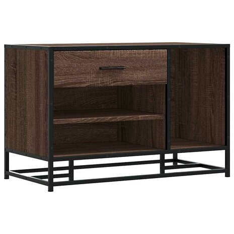 Schoenenbank 80x40x53,5 cm bewerkt hout en metaal bruin eiken 2