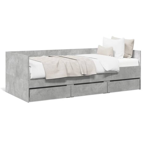 Slaapbank met lades zonder matras 90x190 cm betongrijs 2