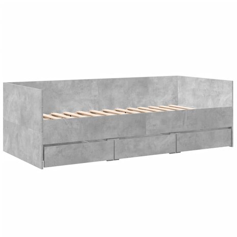 Slaapbank met lades zonder matras 90x190 cm betongrijs 3