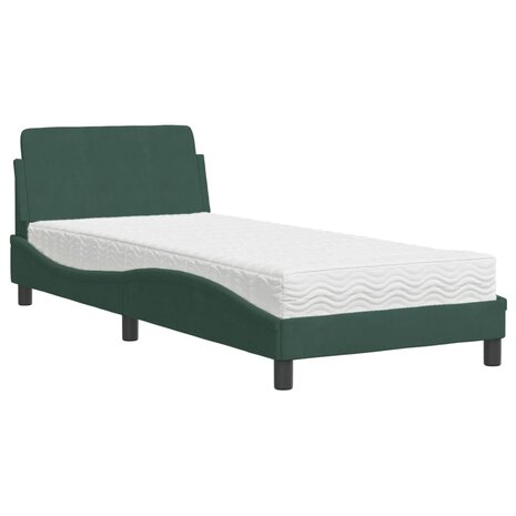 Bed met matras "Dover" fluweel donkergroen 80x200 cm 2