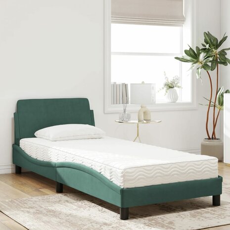 Bed met matras "Dover" fluweel donkergroen 80x200 cm 3