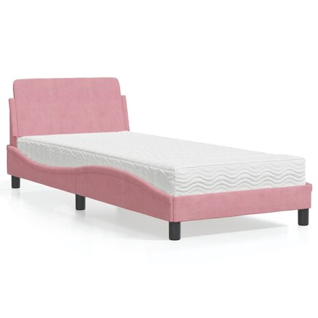 Bed met matras "Dover" fluweel roze 80x200 cm 1