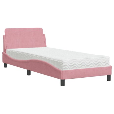 Bed met matras "Dover" fluweel roze 80x200 cm 2