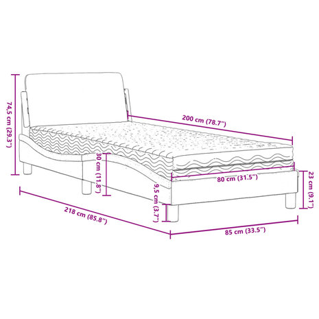 Bed met matras "Dover" fluweel roze 80x200 cm 9