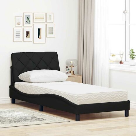 Bed met matras stof zwart 80x200 cm 3