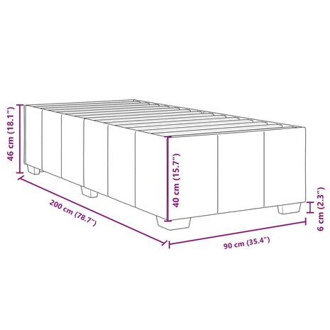 Bedframe zonder matras 90x200 cm stof crèmekleurig 9