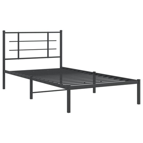 Bedframe met hoofdbord metaal zwart 100x200 cm 3