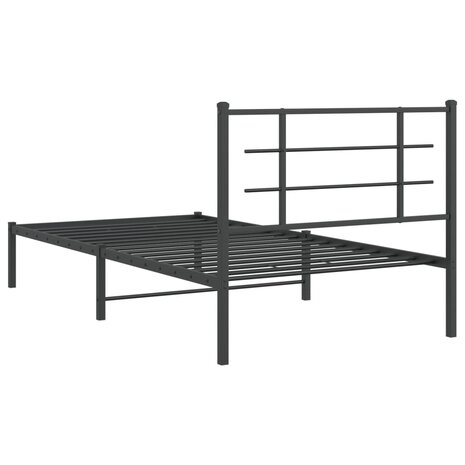 Bedframe met hoofdbord metaal zwart 100x200 cm 7