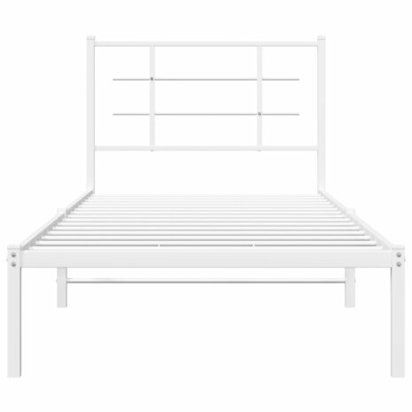 Bedframe met hoofdbord metaal wit 90x190 cm 5