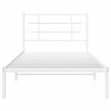 Bedframe met hoofdbord metaal wit 107x203 cm 5