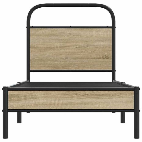 Bedframe zonder matras bewerkt hout gerookt eiken 80x200 cm 5