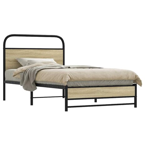 Bedframe zonder matras bewerkt hout sonoma eikenkleur 90x200 cm 1