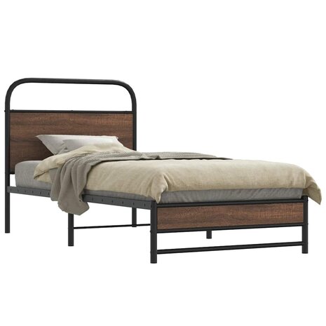 Bedframe zonder matras bewerkt hout bruin eikenkleur 90x200 cm 1