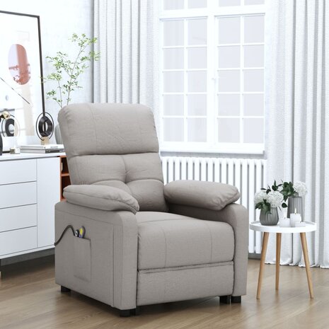 Massagestoel elektrisch stof taupe 1