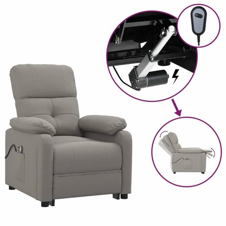 Massagestoel elektrisch stof taupe 2
