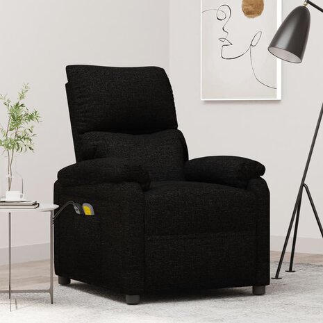 Massagestoel elektrisch stof zwart 1