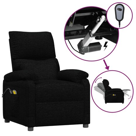 Massagestoel elektrisch stof zwart 2