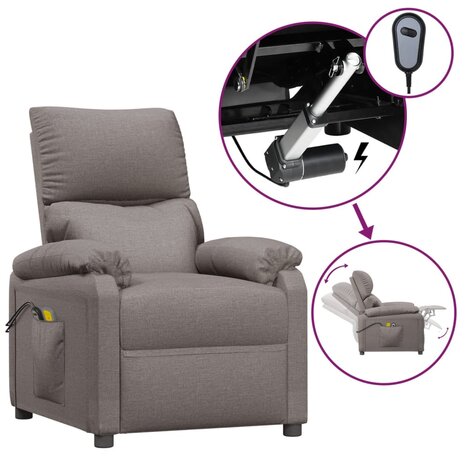 Massagestoel elektrisch stof taupe 2