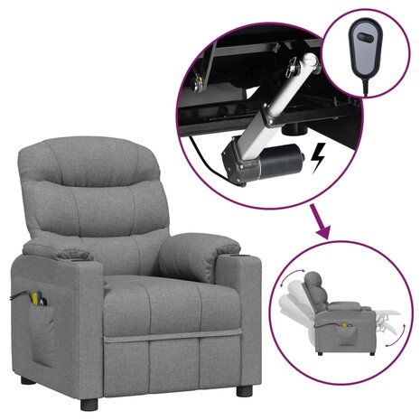 Massagestoel elektrisch stof lichtgrijs 2