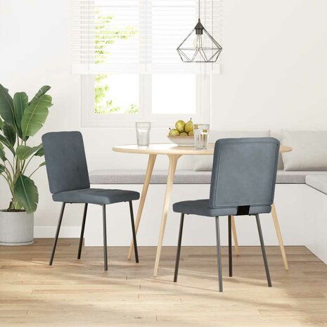 Eetkamerstoelen 2 st fluweel donkergrijs 2