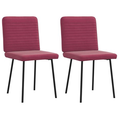 Eetkamerstoelen 2 st fluweel wijnrood 1