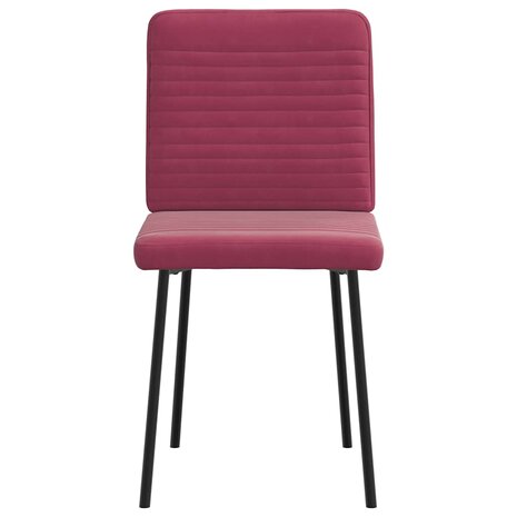 Eetkamerstoelen 2 st fluweel wijnrood 4