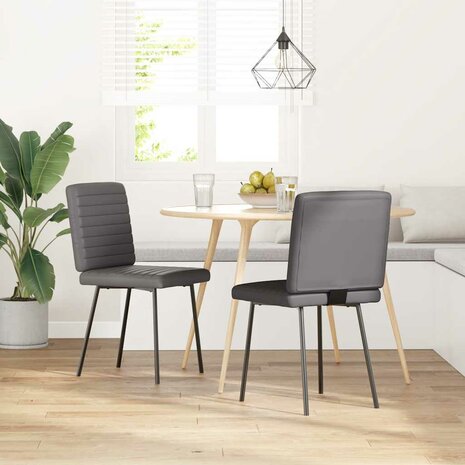 Eetkamerstoelen 2 st kunstleer grijs 1