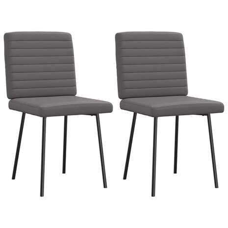 Eetkamerstoelen 2 st kunstleer grijs 2