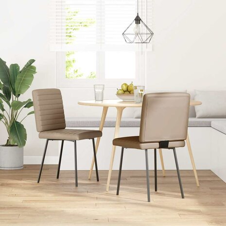 Eetkamerstoelen 2 st kunstleer cappuccinokleurig 1