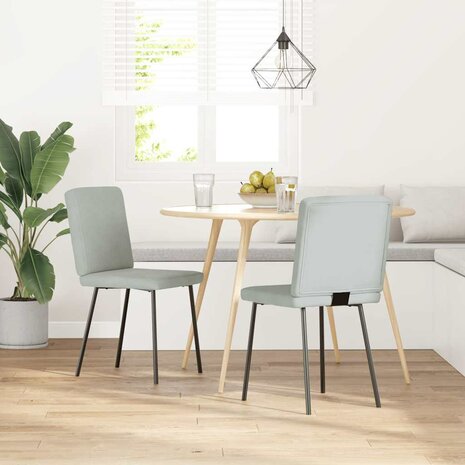 Eetkamerstoelen 2 st fluweel lichtgrijs 1