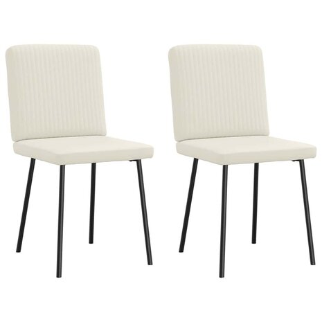 Eetkamerstoelen 2 st fluweel crèmekleurig 2