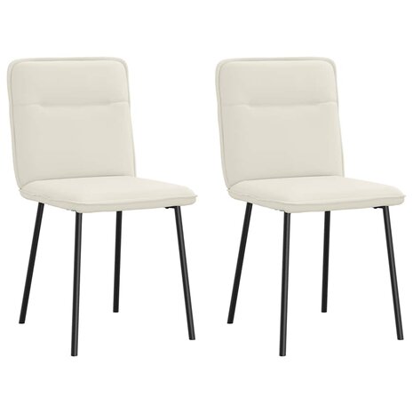 Eetkamerstoelen 2 st fluweel crèmekleurig 1
