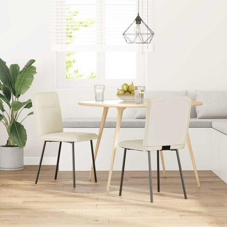 Eetkamerstoelen 2 st fluweel crèmekleurig 2