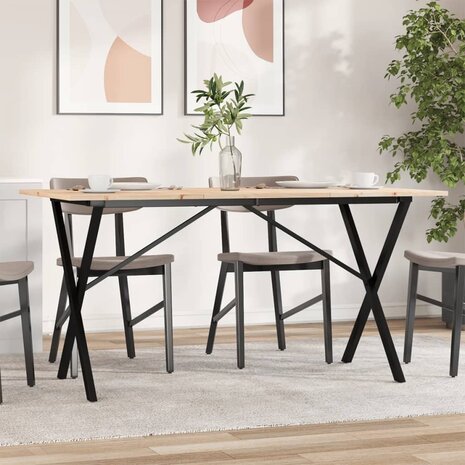 Eettafel X-frame 140x80x75 cm massief grenenhout en staal 1