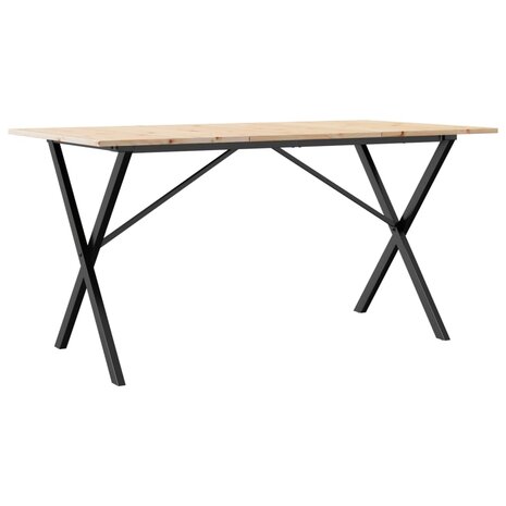 Eettafel X-frame 140x80x75 cm massief grenenhout en staal 6