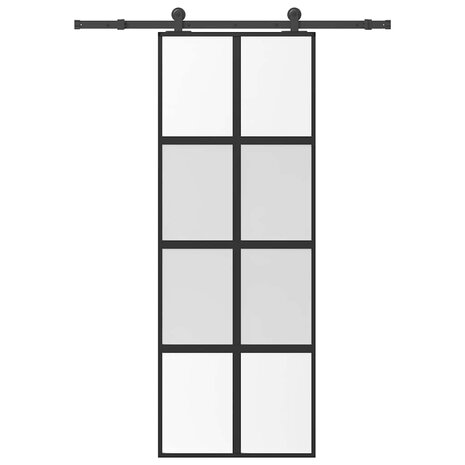 Schuifdeur met beslag 76x205 cm gehard glas en aluminium 1