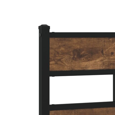 Hoofdbord 160 cm ijzer en bewerkt hout gerookt eikenkleurig 5
