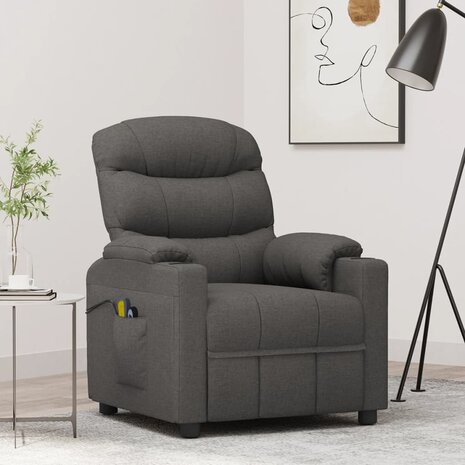 Massagestoel elektrisch stof donkergrijs 1